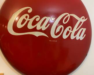 Vintage Coca Cola Button Sign 36" Across