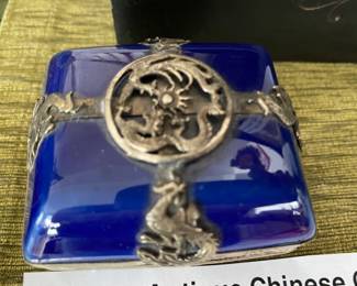 Antique Chinese Sterling Enamel Trinket Box
