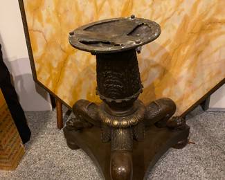 Antique Bronze Table Base, Ball Claw Feet.Marble Top