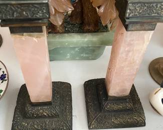 Art Deco Pair Quartz Candlesticks