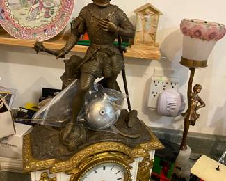  Antique 19th Century French Gilt Bronze Joan of Arc Statue Clock