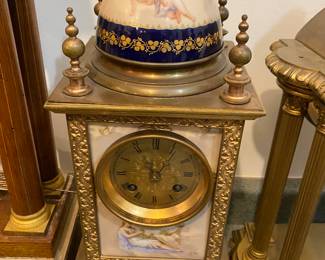 Antique 19th Century French  Bronze Porcelain Angel Mantel Clock