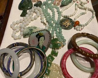 Vintage Jade Bracelets, Cloisonne. 