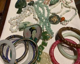 Vintage Jade Bracelets, Cloisonne. 