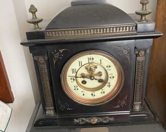 Antique 1893 Japy Freres & Cie Bronze Marble Clock.