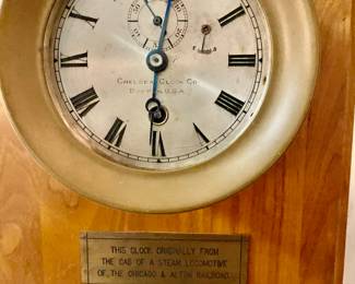 Vintage Clock Originally From The Cab of a Steam Locomotive of the Chicago & Alton Railroad