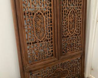 Antique 19th Century Ching Dynasty Screen Elmwood Carve