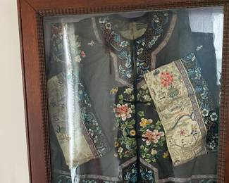 Antique Silk China Child Outfit.Framed
