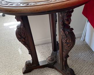 Antique Carved Figural Occasional Table