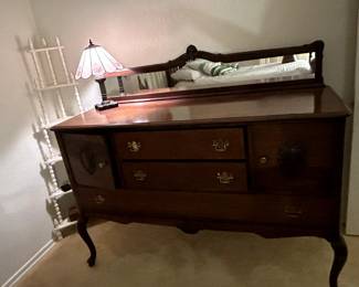 Georgian/ Queen Anne Cherry Sideboard with Mirror. Measurements: 34.25xW 59.25x D 18.75 $670