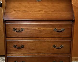 Solid Maple Front Secretary Desk. Maple wonderful chippendale style.This desk stands 40" high, 38" wide and 18" deep. $359