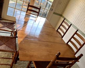Sugar Maple Dining  Room Set, 74"x42" 2 leafs each side, gate leg table steady and vintage. 