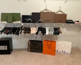Designer boxes, bags and hangers.