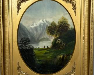 Lot 113 Alpine Scene Oil Painting