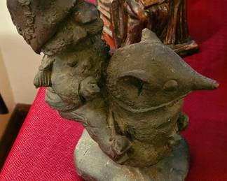 Vintage elf on a mole sculpture