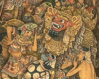 Original oil painting by Ida Bagus Widja, well known Balinese painter. 1912-1992