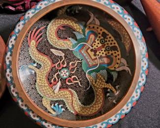 Cloisonne dragon bowl