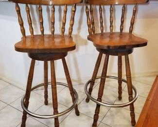 Wooden swivel bar stools