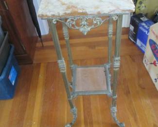 Marble and brass plant stand