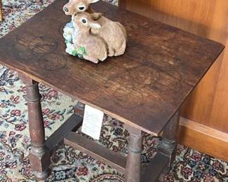 English oak stool, musical deer
