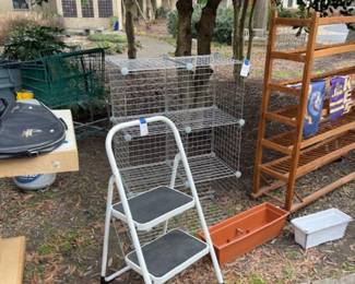 Wire shelf and step stool