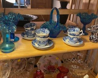 Blue and White Woods cups and saucers