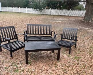 Outdoor patio set, some cushions available.  Grea set, lightweight