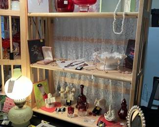 Fenton, other red glassware, fashion rings