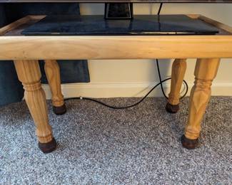 Inv no 128   handcrafted wooden table 26x13x16