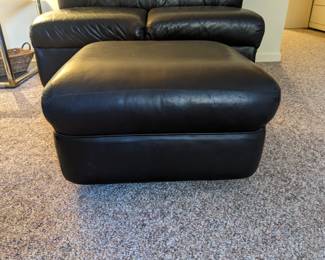 Inv. no 127   black leather ottoman 24x24x14