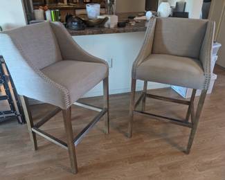 Inv. no 130 Pair of beige bar stool/chairs  22x23x40   seat height is 30   your counter top should be 36" +