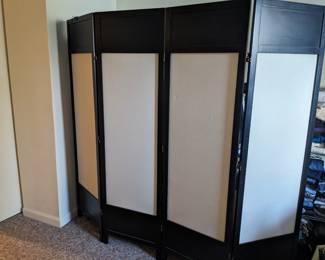 inv no 124   wood and canvas folding screen  76x66