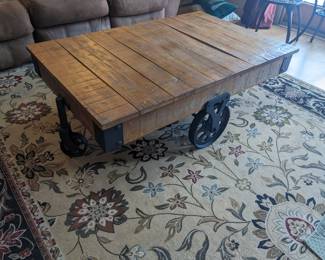 Inv no 008   Wooden trolley coffee table  47x31x16.5