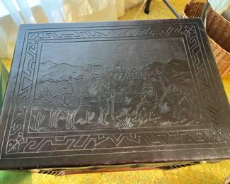 hand tooled leather side table