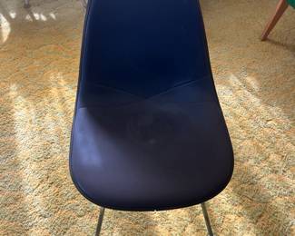 Herman Miller Eames Molded Chair with Naugahyde upholstery, cast aluminum base