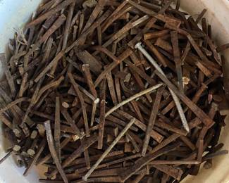 Bucket of Old Square Nails