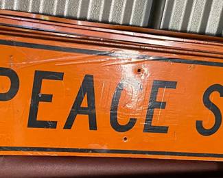 Wooden Peace Street Sign