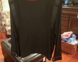 Silk blouse with leather trim by Jordon, NY