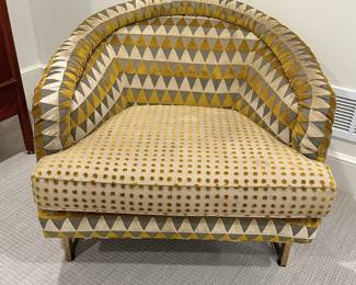 Mid Century Barrel Chair with Brass Base