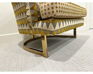 Mid Century Barrel Chair with Brass Base