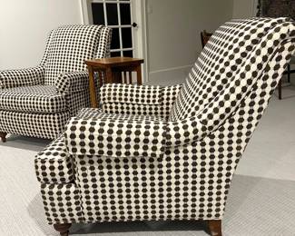 Pair of CR Laine Armchairs with Brown Basket Weave Fabric