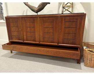 Dunbar Walnut Buffet with Black Top