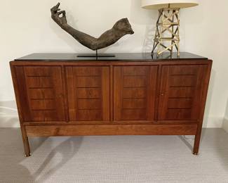 Dunbar Walnut Buffet with Black Top