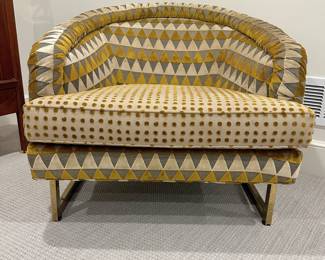 Mid Century Barrel Chair with Brass Base