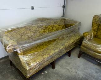 Vintage Camelback Sofa & Chair 