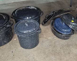 Lot of Enamel Pots and Roasters