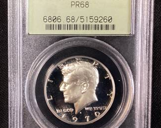1970-S FROSTED HEAD KENNEDY HALF DOLLAR PR68