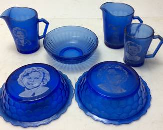 COBALT BLUE SHIRLEY TEMPLE GLASSWARE