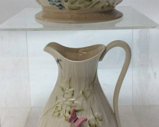 BELLEEK PITCHER AND BOWL