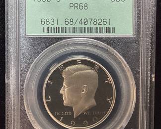 1990-S PR68 FROSTED HEAD KENNEDY HALF DOLLAR